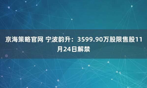 京海策略官网 宁波韵升：3599.90万股限售股11月24日解禁
